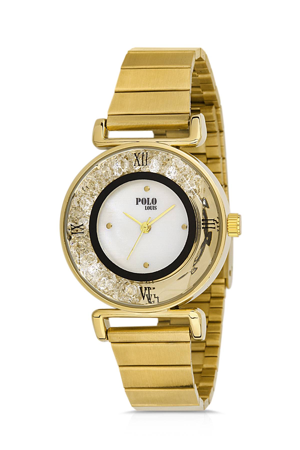 Polo Louis Taşlı Sarı Kadın Kol Saati Metal PL-1412B1x